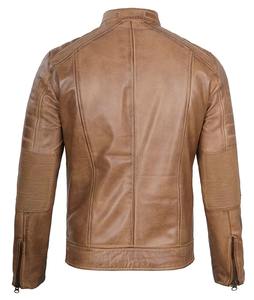 Chaqueta de Motociclista de Cuero de Cordero Cordura con Cremallera Completa Personalizada para Hombre, Color Marrón Camel, Impermeable, Transpirable, Corte Regular - Product Image 6