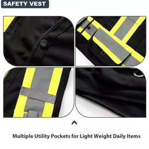 Cheap Price ANSI Class 2 High Visibility Safety <b>Vest</b> | <b>Black</b> & Bright Color Reflective Traffic Waistcoat for Construction Work - Product Image 5