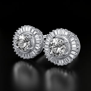 Boucles d'oreilles en argent sterling 925 de style Hip Hop pour hommes Offre Spéciale avec diamant Moissanite taillé en baguette livré avec un sac - Product Image 2