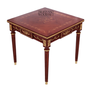 ชุดโต๊ะกาแฟไม้คลาสสิกสุดหรูพร้อมขอบทองเหลือง - Product Image 5