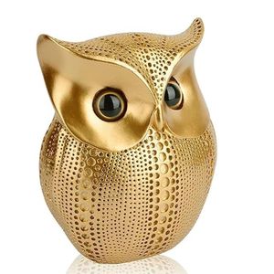 Pièce maîtresse décorative Lucky Owl en résine dorée pour installation sur table - Product Image 3