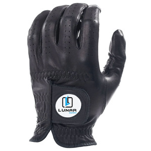 Gants de golf en cuir Cabretta bleu audacieux pour hommes et femmes avec logo de marque personnalisé élégant sur les gants de golf à dragonne - Product Image 3