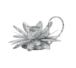 Portavelas de metal recién llegado con superficie de acabado rústico y acentos artísticos ideales para decoración del hogar festiva o de lujo - Product Image 1