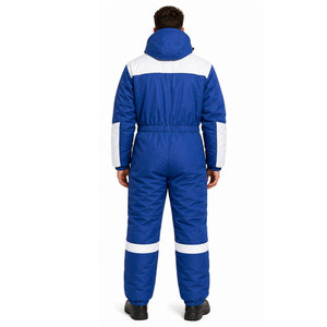 <b>Boys</b> Blue White Color Blocking Winter Snowsuit Full Length Hooded Waterproof With Side Pockets Casual Tracksuit - Product Image 5
