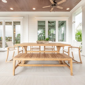 High Quality Garden <b>Dining</b> <b>Set</b> Solid Teak Wood Modern Outdoor <b>Dining</b> <b>Set</b> for 8 People <b>with</b> Solid Teak <b>Bench</b> Furniture - Product Image 5