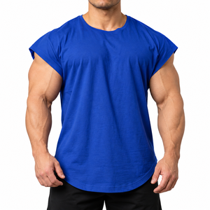 Custom Regular Fit <b>Men's</b> <b>T</b>-<b>Shirt</b> | Plain Cotton Compression Long Sleeve O-Neck 220g <b>Curved</b> <b>Hem</b> Gym Tee Bodybuilding OEM Private - Product Image 4
