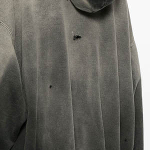 Sudadera con Capucha de Tela Suave al Tacto, Diseño Único con Patrón Desgastado, Mezcla de Algodón, Hombros Caídos, Estilo Relajado - Product Image 5