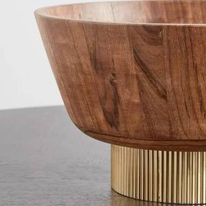 Bol de service de fruits en bois fait main avec base en métal doré élégant Design élégant poli lisse pour les occasions de fête - Product Image 4