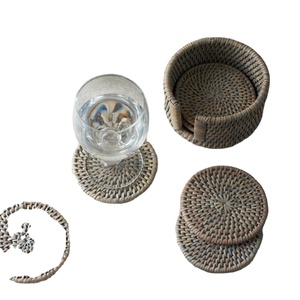 Hand <b>Woven</b> Jute Flax Oval Wicker Drink <b>Coaster</b> Cup <b>Coasters</b> Dining Table Mat Heat Resistant Holder - Product Image 3