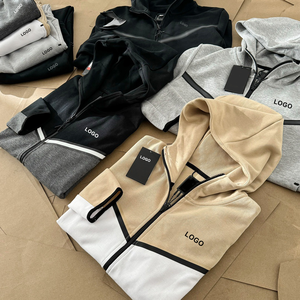 Haute qualité personnalisé 100% coton fermeture éclair survêtement survêtement blanc unisexe à capuche et pantalon de survêtement ensemble - Product Image 3