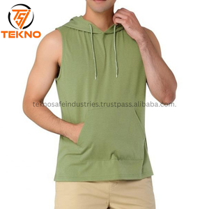 เสื้อแขนกุดมีฮู้ดสำหรับออกกำลังกายในยิมเสื้อกล้ามสไตล์กล้ามเนื้อเพาะกายพิมพ์ลายปักโลโก้3D - Product Image 2