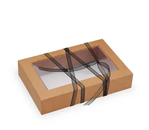 TH CB-133 Cheap Price Design Christmas Kraft Paper Gift Box With Transparent Window For Food And Cookie Packaging Wrap