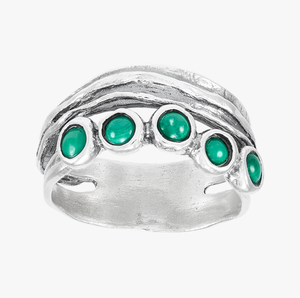 Anillo de piedras preciosas de malaquita de cabina redonda Anillo de Plata de Ley 925 Ajuste de bisel Anillo de moda Chapado en plata para mujer. - Product Image 1