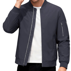 Chaqueta de bombardero de alta calidad con cremallera frontal de manga larga de poliéster cómoda chaqueta transpirable de estilo informal para hombres chaquetas de hombre - Product Image 4