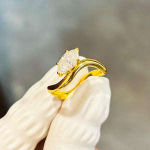 Bague de fiançailles en argent sterling S925 1 carat, taille marquise, sertie à griffes, forme navette tendance, bande incurvée pour femmes - Product Image 4