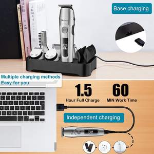 Kit de Recortadora de Barba Eléctrica Recargable por USB para Hombre, Inalámbrica, para Recortar el Cabello, Afeitar, Recortar el Vello de la Nariz y el Cuerpo - Product Image 4