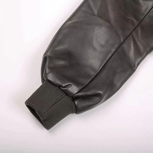 Hot Girl Stand Collar Distressed Faux Leather Bomber <b>Jacket</b> 2025 Women's Fashion Commuter Windproof Breathable Heated Front Logo - Product Image 5