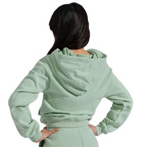 Sudadera con capucha de entrenamiento de franela de invierno recortada para mujer Patrón sólido Impresión digital Puff Estampado Fábrica al por mayor Fabricante verificado - Product Image 2