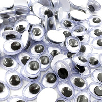 100 pièces d'yeux ovales en plastique de 7 mm, fond blanc avec pupille noire, PLOMA, pour projets de jouets en peluche et mini-jouets