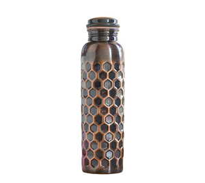 Antique Copper Water <b>Bottle</b> Pure Copper Leak Proof Handcrafted Ayurvedic Health Benefits Eco-Friendly, Sustainable <b>1L</b> Capacity - Product Image 2
