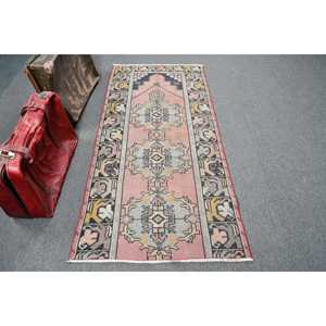 Vintage Turkish Rug 2.9x6.3 ft, <b>Red</b> Ombr <b>Wool</b> Rug - Product Image 1