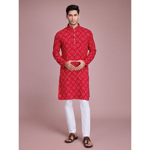 Vêtements ethniques pour hommes Kurta pyjama sur mesure coupe ajustée traditionnel en viscose et polyester pour hommes grands Vêtements de festival indien d'été - Product Image 3