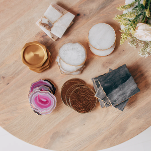 High Quality Premium Tableware Accessories Fresh Design Agate <b>Coaster</b> with <b>Gold</b> Electroplated Slice Wholesale Price - Product Image 6