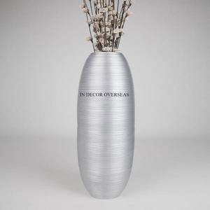 La Mayoría de lujo hermoso diseñador mejor calidad aluminio fundido plata brillante pulido florero Hogar y Hotel decoración suministros - Product Image 6