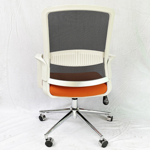 Silla de Oficina Giratoria Java XT01 HOGVP137, Silla Elevadora Minimalista con Cojín de Tela Naranja y Estructura Blanca para Hogar, Taller, Dormitorio - Product Image 6