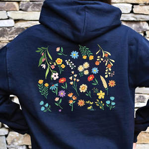 Sweat à capuche de haute qualité personnalisé, coloré, à enfiler, pour femme, imprimé jardin, lourd, broderie écologique de qualité supérieure, nature - Product Image 5