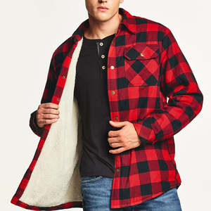 Stand Collar Spring Full Sleeve Custom Color Oversized Cotton <b>Flannel</b> Checked Rain <b>Jacket</b> Shirt <b>Jacket</b> Casual <b>Men</b> <b>Flannel</b> Shirt - Product Image 3