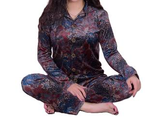 Ropa de dormir frontal con botones estampados florales de talla grande para mujer DHF004 modelo 3,38 dólar algodón Material suave para verano - Product Image 4