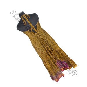 Hippy Boho Exclusivo Vintage Ropa de mujer Vestido de seda Sari indio Señoras Elegante Vestido de cena Sin mangas Vestidos de noche de mujer - Product Image 2