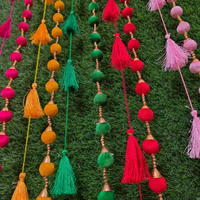 Set latar belakang 10-20-30-50-100 Pom & rumbai karangan bunga untuk Mehndi Haldi dan dekorasi pesta latar belakang pesta bertema Meksiko