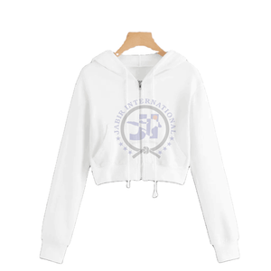 Custom Made Wholesale Women Crop Gym Hoodie Top Quality Summer Wear Breathable Soft Women Hoodie With Customized Color Logo - Product Image 1