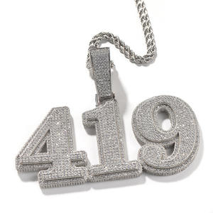Collar con colgante de Hip Hop personalizado de alta calidad hecho a mano 925 Plata VVS Moissanite diamante Iced Out moda colgantes finos - Product Image 1