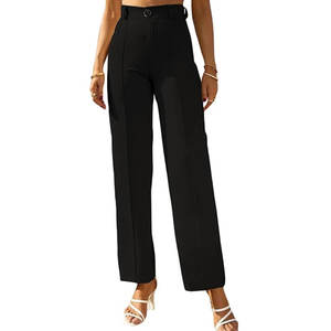 Pantalon léger pour femme style streetwear, taille mi-haute élastique, en toile, coupe droite, respirant, coupe-vent, vente en gros, personnalisable, haute qualité - Product Image 1