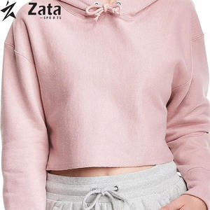 เสื้อฮู้ดตัวสั้นสำหรับผู้หญิงเสื้อฮู้ดแบบสวมหัวคอตตอน100% โลโก้ตามสั่ง - Product Image 5