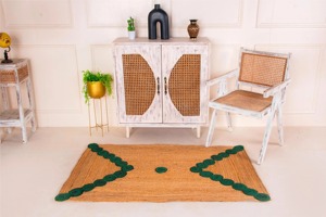 Geometric Jute Area <b>Rug</b> Rectangle <b>Boho</b> Handcrafted Eco Friendly Flat Pile Living Room Decor - Product Image 4