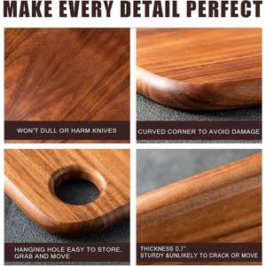 Tabla de cortar de madera de acacia con logotipo personalizado, bandeja de servicio respetuosa con el medio ambiente, plato, tabla de cortar con acabado Natural, utensilios de cocina - Product Image 2