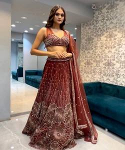 Designer indien Satin Soft Net Broderie Séquence Travail Lehenga Choli avec Dupatta Wedding Wear Prix de gros Vêtement ethnique ApparelGarment Shalwar Kameez - Product Image 2