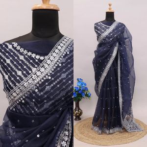 शुद्ध Organza रेशम साड़ी में चांदी codding अनुक्रम में काम के साथ लाल रंग की साड़ी साड़ी के साथ काम organza ब्लाउज