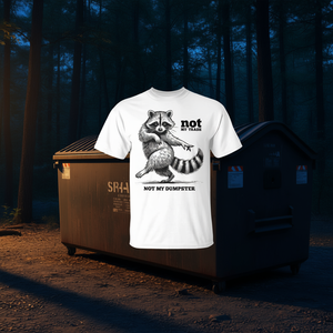 T-shirt con meme del procione danzante 'Non è il mio rifiuto, non è il mio bidone' per promozioni - Product Image 3