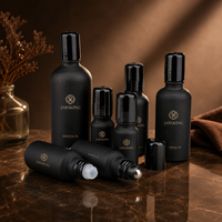 Flacon roll-on en verre fin noir mat anti-reflet pour sérums contour des yeux haute performance et extraits végétaux