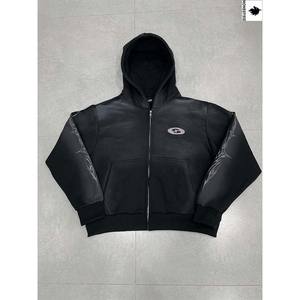 เสื้อฮู้ดผ้าคอตตอนหนาสำหรับผู้ชายผ้าคอตตอนเทอร์รี่มีฮู้ดผ้าปะติดที่กำหนดเองได้ - Product Image 1