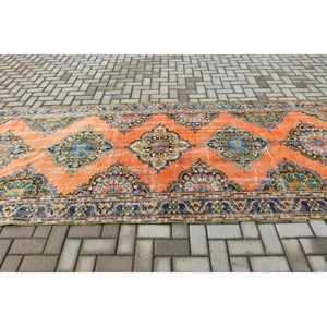 Vintage <b>Rug</b>, <b>Runner</b> 4.7x12.6 ft <b>Rug</b>, Orange Abstract <b>Rug</b> - Product Image 3