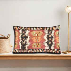 หมอนพิมพ์ลายคิลิมสไตล์วินเทจ ดีไซน์แบบตุรกี ให้ความรู้สึกอบอุ่น ขนาด 8"x8" - 20x20 ซม. - Product Image 4
