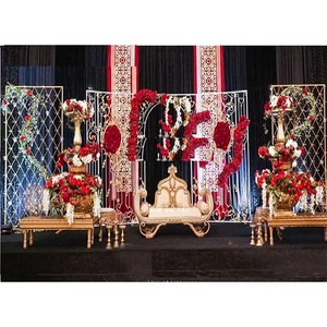 Royal Asian Wedding Metal Arch Stage Venta caliente Evento DE BODA Decoración de escenario Estilo moderno Musulmán Nikah Stage Decor - Product Image 1