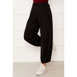Pantalones Harem Negros de Corte Holgado con Puños Elásticos, Ropa Deportiva Modesta - Product Image 3