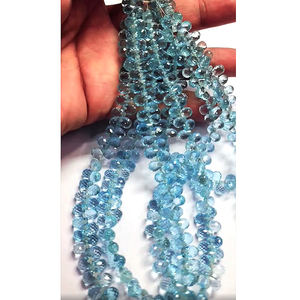 4 hebras de cuentas briolette de faceta de Topacio azul cielo Natural 685 CTS lote Iroc ventas cuentas de lágrima de piedras preciosas de 16 pulgadas de longitud - Product Image 1